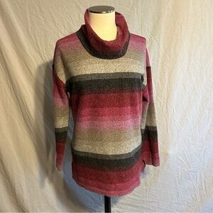 Tribal Brand Women’s Pinks/gray ‎ Cowl Neck Drop Shoulder Sweater Top Sz M SOFT
